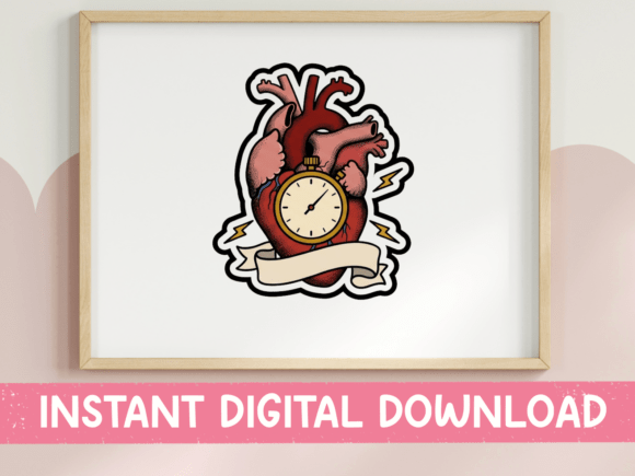 Anatomical Heart Pocket Watch Graphics for T-Shirt Designs