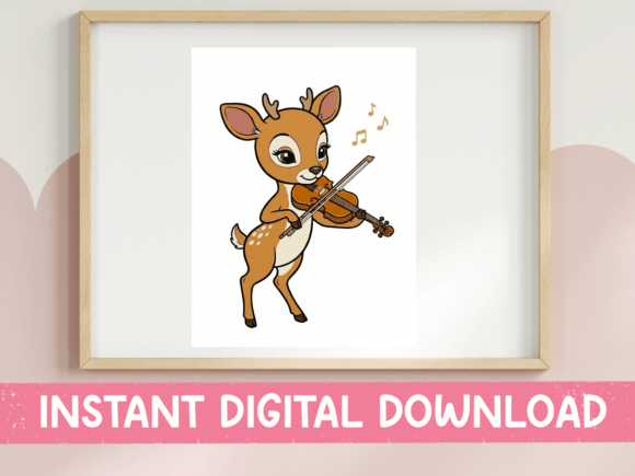 Baby Deer Violin Graphics for T-Shirt Designs