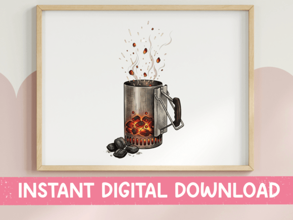 Charcoal Chimney Starter BBQ Art: Graphics for T-Shirt Designs