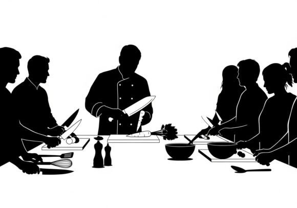 Chef Teaching Silhouette Graphics & Illustrations