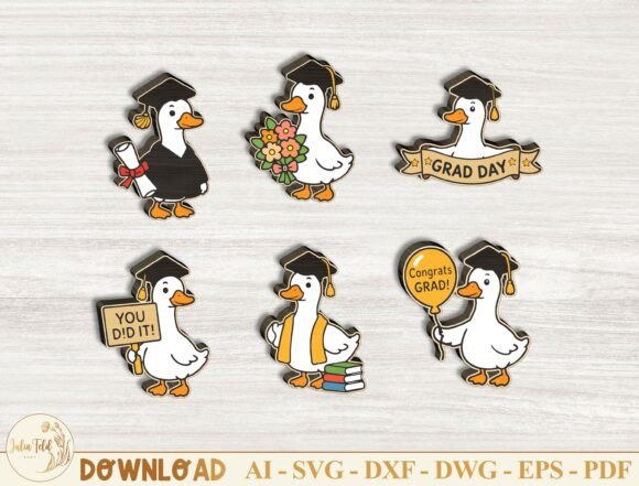 Graduation Duck SVGs for Laser Earrings
