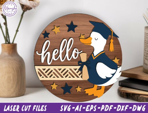 Graduation Goose SVG for Laser Cutting & Home Decor