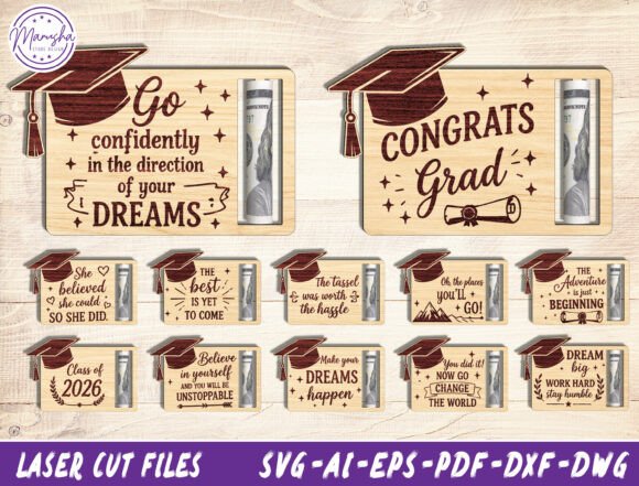 Graduation Money Holder SVG for Laser Cutting & Home Decor