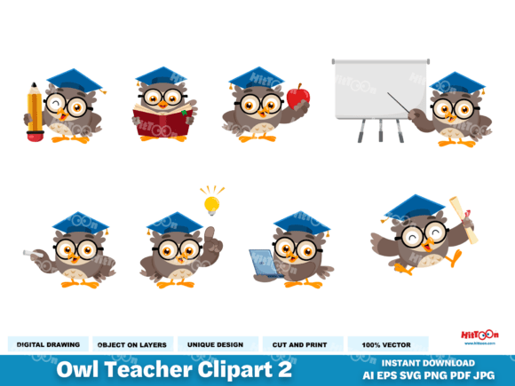 Owl Teacher Cartoon Characters 2 Graphics
