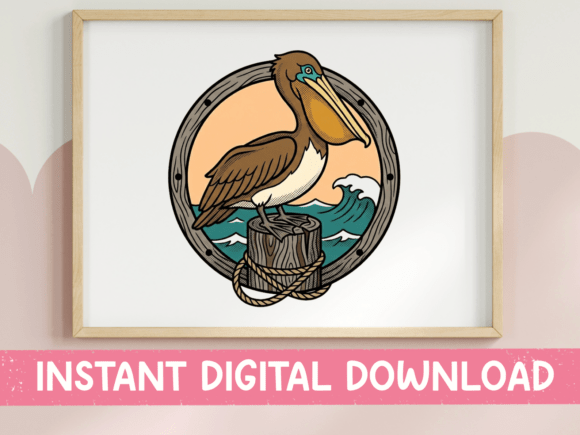 Pelican Nautical Badge Ocean Design Graphics
