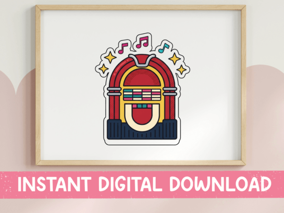 Retro Jukebox Music Design: Graphics for T-Shirt Designs
