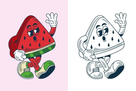 Retro Watermelon Mascot: Graphics & Illustrations