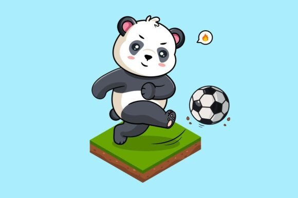 Review: Cute Panda Kick Soccer on a Green Field