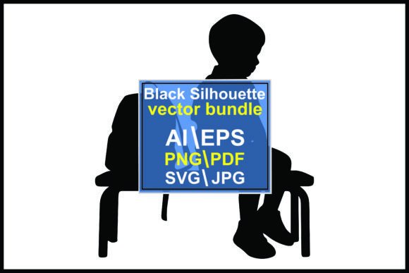 Silhouette of Child on Bench Graphics & Illustrations